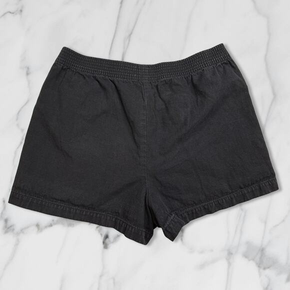 Aritzia Wilfred Free Black Cotton Linen Elastic Waist Shorts Black Size Medium - Picture 3 of 9